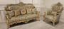 Casa Padrino Luxus Barock Sofa Gold / Gr�n / Gold - Prunkvolles Wohnzimmer Sofa mit elegantem Muster - Barock Wohnzimmer M�bel