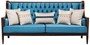 Casa Padrino Luxus Barock Sofa Blau / Dunkelbraun 230 cm