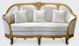 Casa Padrino Luxus Barock Wohnzimmer Sofa Wei� / Gold - Edles Handgefertigtes Antik Stil Sofa - Barock Wohnzimmer M�bel