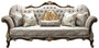 Casa Padrino Luxus Barock Wohnzimmer Sofa mit Glitzersteinen und dekorativen Kissen Silbergrau / Braun / Gold 230 x 85 x H. 120 cm - Barock M�bel