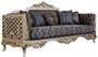Casa Padrino Luxus Barock Sofa mit dekorativen Kissen Blau / Silber / Gold 226 x 90 x H. 110 cm - Barock Wohnzimmer M�bel