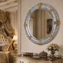 Casa Padrino Luxus Barock Spiegel Silber / Gold  103 cm - Prunkvoller handgeschnitzter Wandspiegel im Barockstil - Luxus Qualit�t - Made in Italy