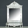 Casa Padrino Luxus Barock Spiegelkonsole Silber 170 x H. 260 cm - mit L�wenkopf - Prunkvoller Konsolentisch mit Wandspiegel - Antik Stil Flur M�bel - Barock M�bel 