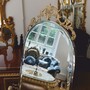 Casa Padrino Luxus Barock Standspiegel Silber / Gold H. 165 cm - Schwenkbarer Spiegel - Barock M�bel - Made in Italy