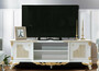 Casa Padrino Luxus Barock TV Schrank Wei� / Gold - Handgefertigtes Massivholz Sideboard mit 2 T�ren - Barock Wohnzimmer M�bel 