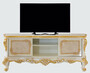 Casa Padrino Luxus Barock TV Schrank Beige / Wei� / Gold - Prunkvolles Wohnzimmer Sideboard mit 2 T�ren - Barock Wohnzimmer M�bel 