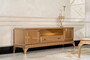 Casa Padrino Luxus Barock TV Schrank Gold - Prunkvolles Massivholz Sideboard mit 2 T�ren und Schublade - Wohnzimmer M�bel im Barockstil - Barock M�bel - Edel & Prunkvoll