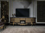 Casa Padrino Luxus Barock TV Schrank Schwarz / Gold - Prunkvolles Massivholz Sideboard mit 4 T�ren und Schublade - Barock Wohnzimmer M�bel