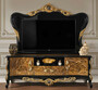 Casa Padrino Luxus Barock TV Schrank Braun / Schwarz / Gold 180 x 50 x H. 190 cm - Prunkvolles Massivholz Sideboard - Barock Wohnzimmer M�bel