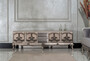 Casa Padrino Luxus Barock TV Schrank Silber - Prunkvolles Massivholz Sideboard mit 4 T�ren - Luxus Wohnzimmer M�bel im Barockstil - Barock M�bel - Edel & Prunkvoll