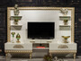 Casa Padrino Luxus Barock TV Schrank Wei� / Gold - Prunkvolles Wohnzimmer Sideboard mit R�ckwand - Barock Wohnzimmer M�bel