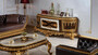 Casa Padrino Luxus Barock TV Schrank Wei� / Dunkelbraun / Gold - Prunkvolles Massivholz Sideboard mit Marmoroptik - Barock Wohnzimmer M�bel - Edel & Prunkvoll