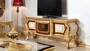 Casa Padrino Luxus Barock TV Schrank Wei� / Braun / Gold - Prunkvolles Massivholz Sideboard mit 4 T�ren und Schublade - Barock Wohnzimmer M�bel