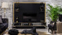 Casa Padrino Luxus Barock TV Schrank Schwarz / Gold - Prunkvolles Wohnzimmer Sideboard mit R�ckwand - Barock Wohnzimmer M�bel