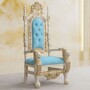 Casa Padrino Luxus Barock Thron Sessel Hellblau / Creme / Gold - Barockstil M�bel 