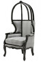 Casa Padrino Luxus Barock Thron Sessel Schwarz / Grau Kariert - Balloon Chair -Thron Stuhl Tron 