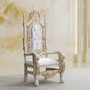 Casa Padrino Luxus Barock Thron Sessel mit Glitzersteinen Wei� / Creme / Gold - Barock M�bel
