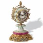 Casa Padrino Luxus Barock Porzellan Tischuhr Hellgr�n / Purpur / Gold H. 28 cm - Barock Schreibtischuhr - Made in Italy 