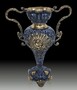 Casa Padrino Luxus Barock Vase Blau / Gold 30 x H. 38 cm - Handgefertigte Barockstil Blumenvase 