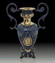 Casa Padrino Luxus Barock Vase Blau / Gold 23 x H. 34 cm - Handgefertigte Barockstil Blumenvase 