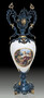 Casa Padrino Luxus Barock Vase Blau / Wei� / Mehrfarbig / Gold 21 x H. 62 cm - Handgefertigte Barockstil Blumenvase - Barock Deko Accessoires - Edel & Prunkvoll 