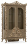 Casa Padrino Luxus Barock Vitrine Grau / Gold - Prunkvoller Massivholz Vitrinenschrank mit 2 T�ren - Luxus M�bel im Barockstil - Barock M�bel - Edel & Prunkvoll