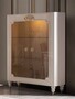 Casa Padrino Luxus Barock Vitrine Wei� / Gold 116 x 45 x H. 170 cm - Beleuchteter Massivholz Vitrinenschrank mit 2 Glast�ren - Edle Barock M�bel