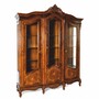 Casa Padrino Luxus Barock Vitrine mit 3 T�ren Braun Intarsien 177,6 x H. 230 cm - Prunkvoller Barockstil Vitrinenschrank - Barock M�bel 