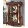 Casa Padrino Luxus Barock Vitrine Dunkelbraun / Gold 180 x H. 245 cm - Prunkvoller Massivholz Vitrinenschrank - Barock M�bel