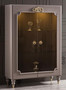 Casa Padrino Luxus Barock Vitrine Grau / Gold 116 x 45 x H. 170 cm - Beleuchteter Massivholz Vitrinenschrank mit 2 Glast�ren - Edle Barock M�bel