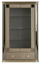 Casa Padrino Luxus Art Deco Vitrine Beige / Gold - Handgefertigter Massivholz Vitrinenschrank mit 2 T�ren und Schublade - Edle Art Deco M�bel