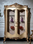 Casa Padrino Luxus Barock Vitrine Gold - Prunkvoller Massivholz Vitrinenschrank mit 2 Glast�ren - Handgefertigte Barock M�bel - Edel & Prunkvoll