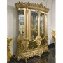 Casa Padrino Luxus Barock Vitrine Grau / Gr�n / Gold 200 x H. 230 cm - Prunkvoller Massivholz Vitrinenschrank - Barock M�bel 
