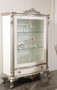 Casa Padrino Luxus Barock Vitrine Wei� / Silber 124 x 54 x H. 198 cm - Edler Massivholz Vitrinenschrank mit 2 Glast�ren und Schublade - Barock M�bel 