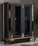Casa Padrino Luxus Barock Vitrine Schwarz / Gold - Verspiegelter Massivholz Vitrinenschrank mit 2 T�ren - Prunkvolle Barock M�bel