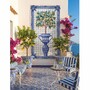 Casa Padrino Luxus Barock Keramik Wandgem�lde Zitronenbaum Creme / Blau / Bunt H. 280 cm - Handgefertigtes Mosaik Fliesen Gem�lde - Barock Wanddeko