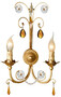 Casa Padrino Luxus Barock Kristall Doppel Wandleuchte Antik Gold / Mehrfarbig 30 x 13 x H. 45 cm - Elegante Metall Wandlampe mit edlem Swarovski Kristallglas - Barock Leuchten - Made in Italy 