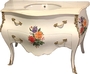 Casa Padrino Luxus Barock Waschtisch Kommode Wei� / Blumenbemalung mit Marmorplatte - Luxus Barock Badezimmerm�bel 