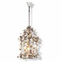 Casa Padrino Luxus Barock H�ngeleuchte Gold / Wei� H. 55 cm - Prunkvolle Messing Laterne mit Porzellan Blumen - Made in Italy 
