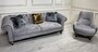 Casa Padrino Luxus Barock Wohnzimmer M�bel Set Hellgrau - 1 Sofa & 2 Sessel