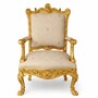 Casa Padrino Luxus Barock Wohnzimmer Sessel Beige / Gold H. 123 cm - Made in Italy 