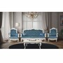 Casa Padrino Luxus Barock Samt Sessel Blau / Wei� - Barock Wohnzimmer M�bel