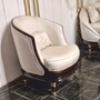 Casa Padrino Luxus Barock Sessel Creme / Dunkelbraun / Gold - Barock Wohnzimmer M�bel