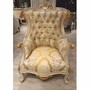 Casa Padrino Luxus Barock Wohnzimmer Sessel Gold / Wei� / Grau / Gold H. 119 cm - Barock M�bel