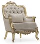 Casa Padrino Luxus Barock Sessel Grau / Gold H. 105 cm - Barock M�bel