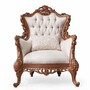 Casa Padrino Luxus Barock Wohnzimmer Sessel Wei� / Braun - Barockstil M�bel