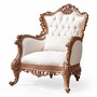 Casa Padrino Luxus Barock Wohnzimmer Sessel Wei� / Braun - Barockstil M�bel