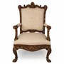 Casa Padrino Luxus Barock Wohnzimmer Sessel Beige / Dunkelbraun / Gold H. 123 cm - Made in Italy 