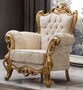 Casa Padrino Luxus Barock Wohnzimmer Sessel Wei� / Gold - Handgefertigte Barockstil M�bel