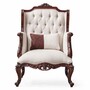 Casa Padrino Luxus Barock Ohrensessel Wei� / Dunkelbraun - Barockstil M�bel